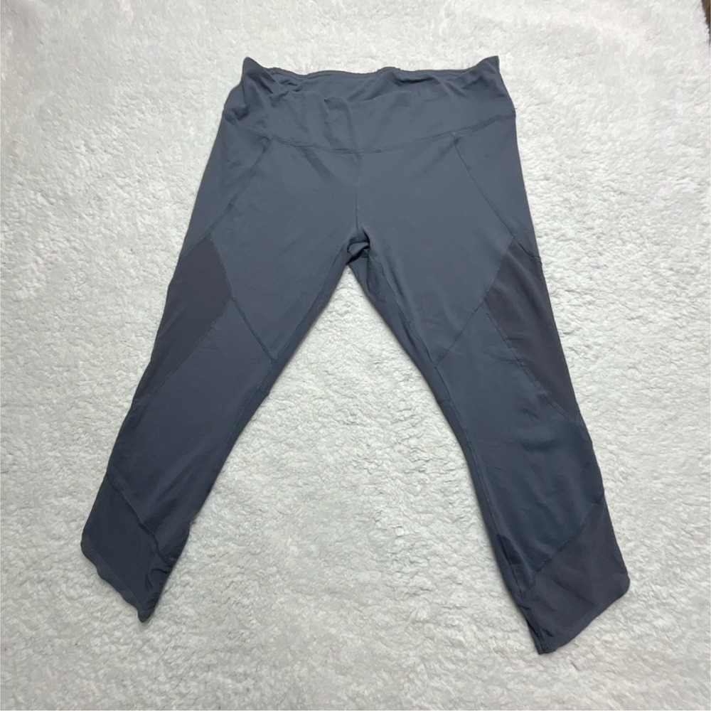 Active Life Gray High Rise Cropped Leggings Women's L 22" Inseam Stretch Solid
